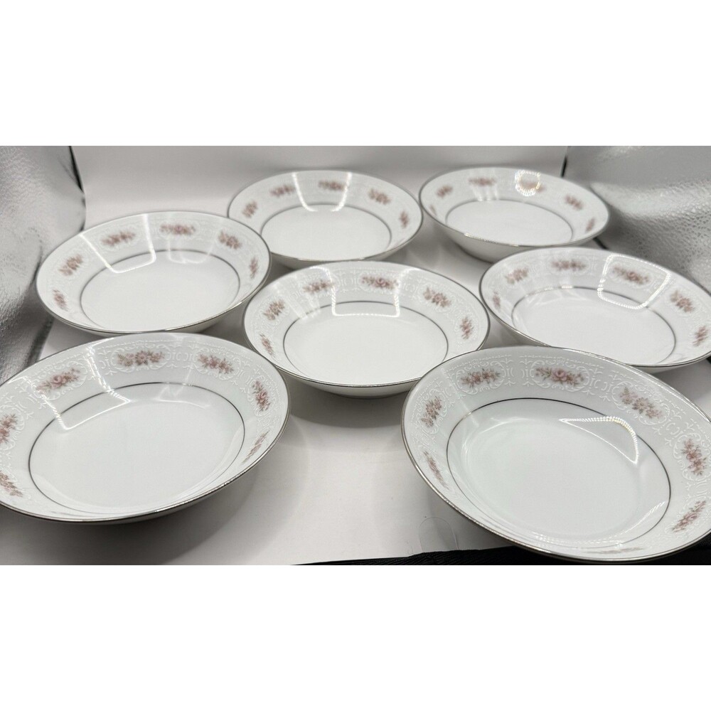 RC Petula Pink Floral Embossed Dessert Bowls 5.5” Set Of 7 Fine China